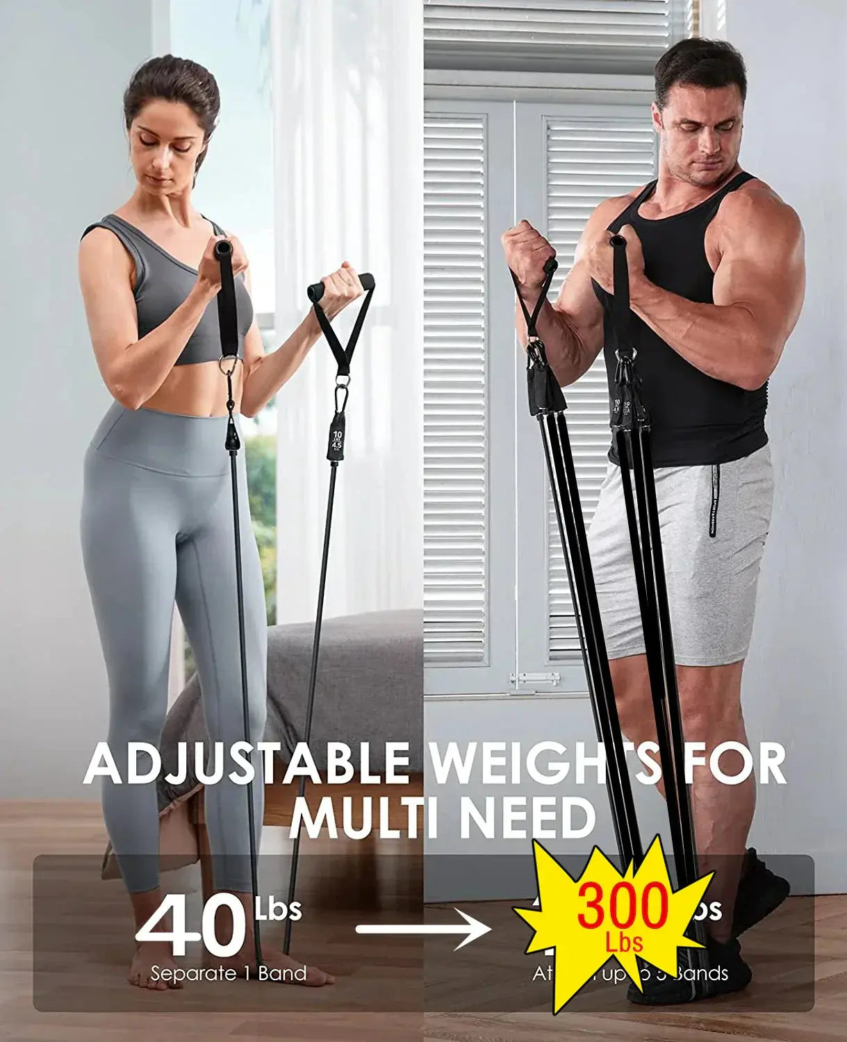 NNEOBA 300lb Fitness Booty Resistance Elastic Band Set for Home Gym Exercise-1