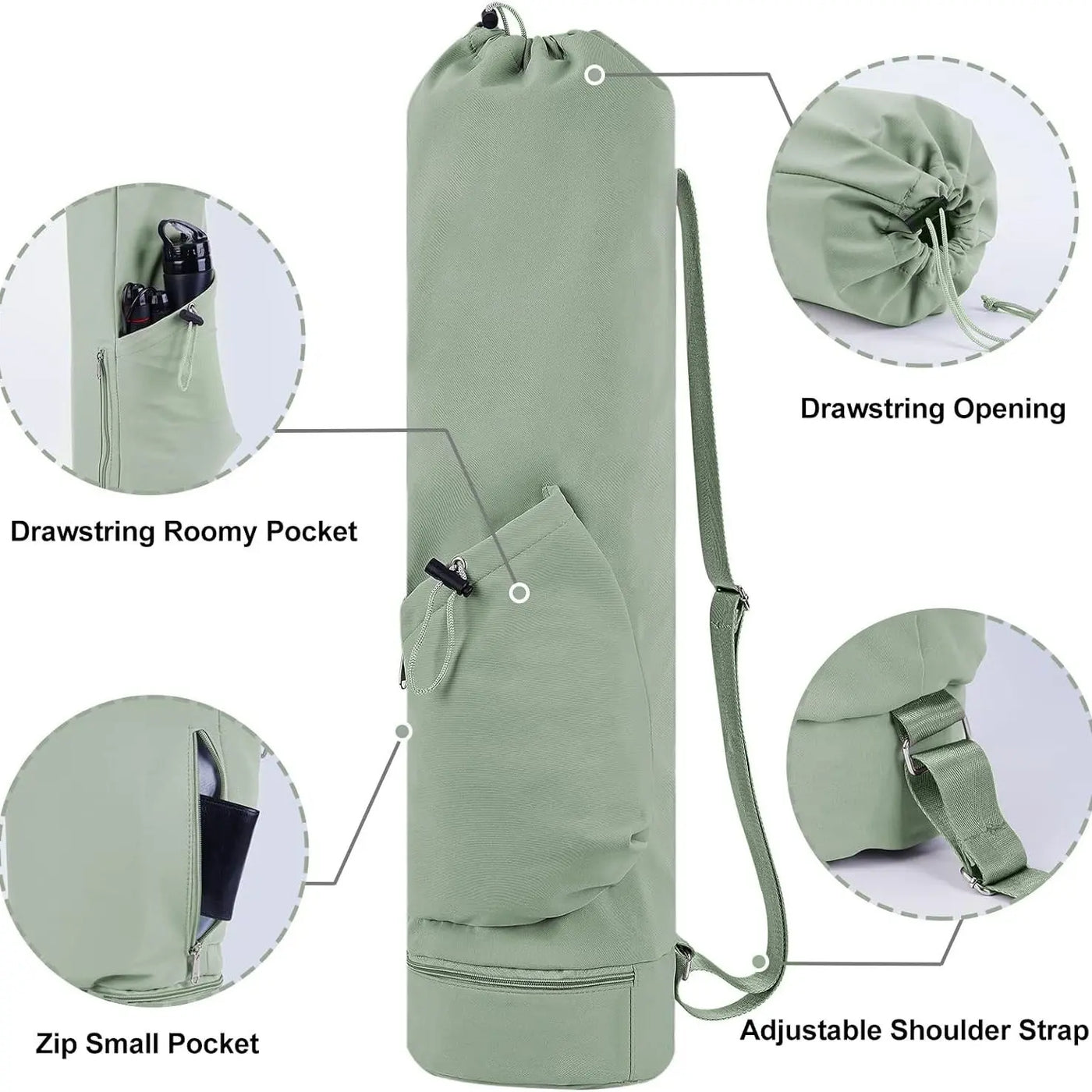 NNEDSZ Off White Durable Yoga Mat Carry Bag - Multi-Functional Fitness Backpack with Wet Pocket(Mugs are filming props, not included)-1