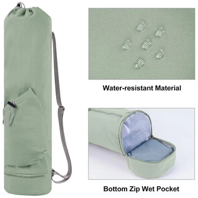 NNEDSZ Off White Durable Yoga Mat Carry Bag - Multi-Functional Fitness Backpack with Wet Pocket(Mugs are filming props, not included)-2