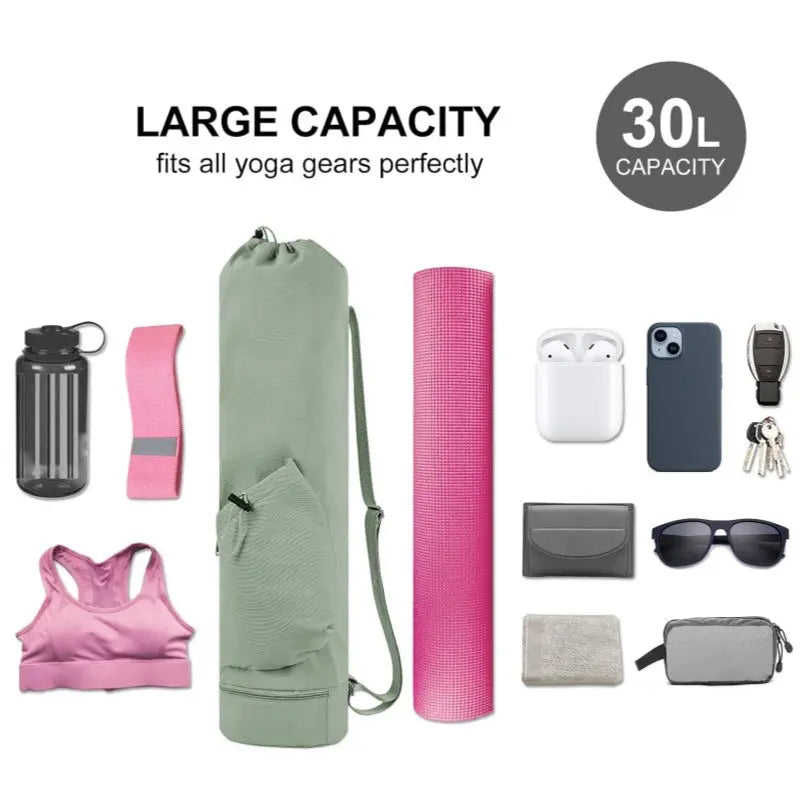 NNEDSZ Off White Durable Yoga Mat Carry Bag - Multi-Functional Fitness Backpack with Wet Pocket(Mugs are filming props, not included)-3