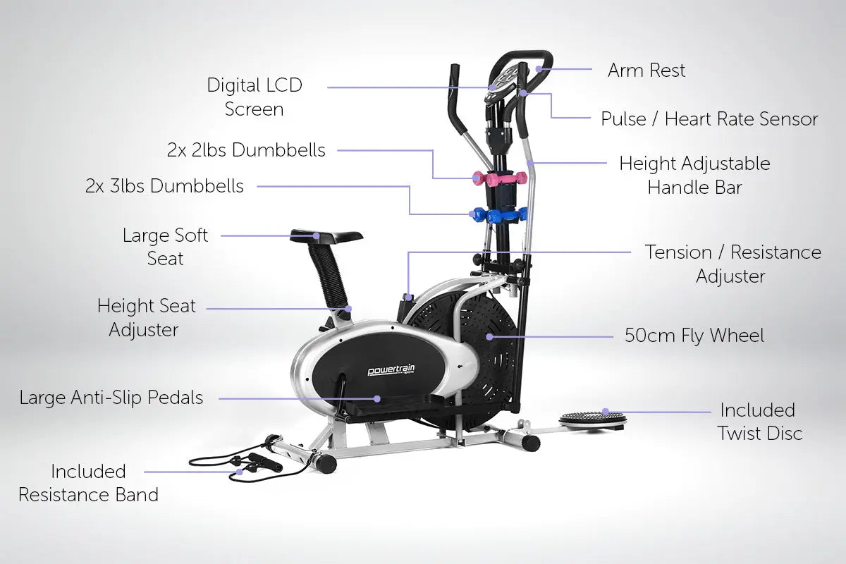 NNEDPE Powertrain 6-in-1 Elliptical Cross Trainer Bike with Weights and Twist Disc-1