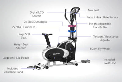 NNEDPE Powertrain 6-in-1 Elliptical Cross Trainer Bike with Weights and Twist Disc-1
