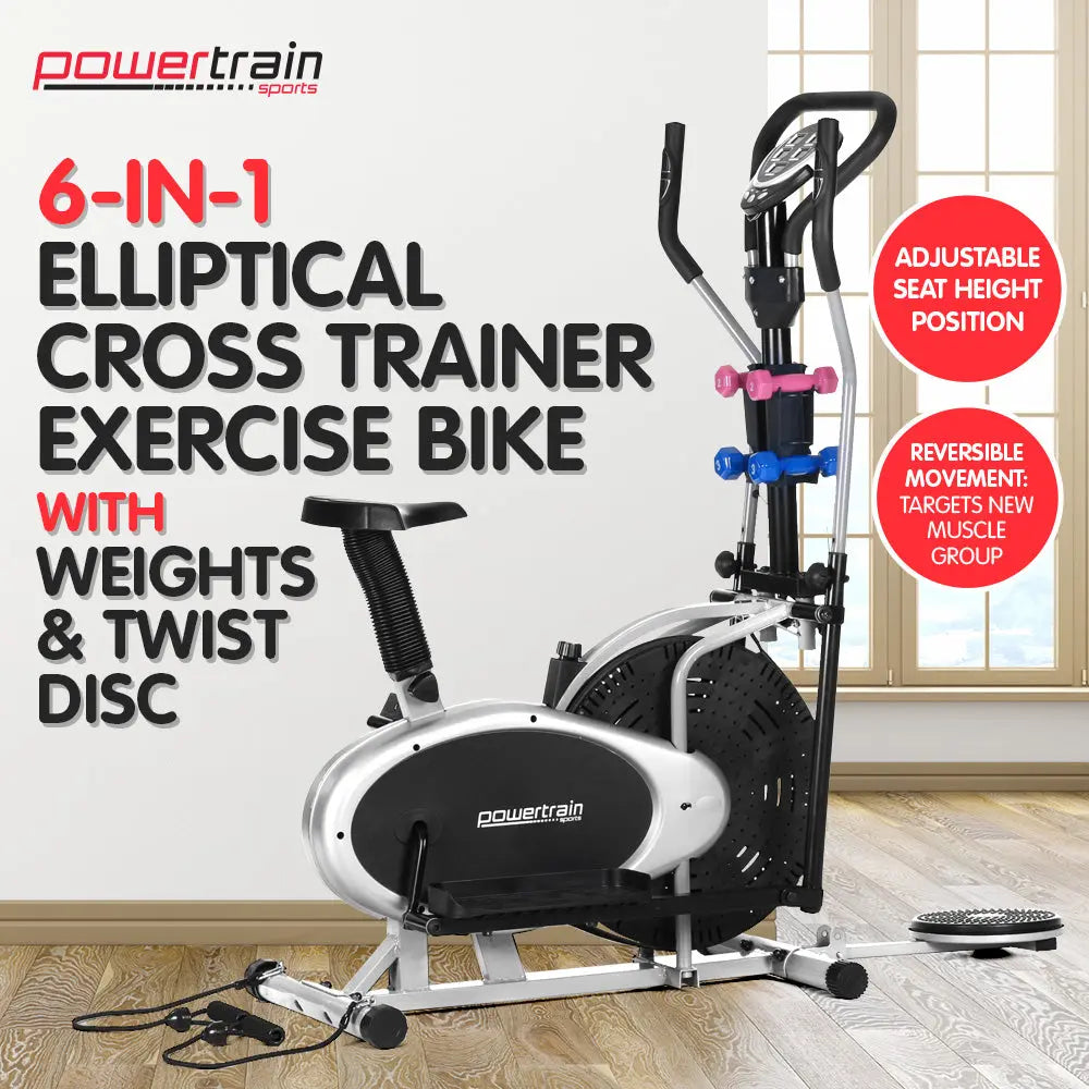 NNEDPE Powertrain 6-in-1 Elliptical Cross Trainer Bike with Weights and Twist Disc-0