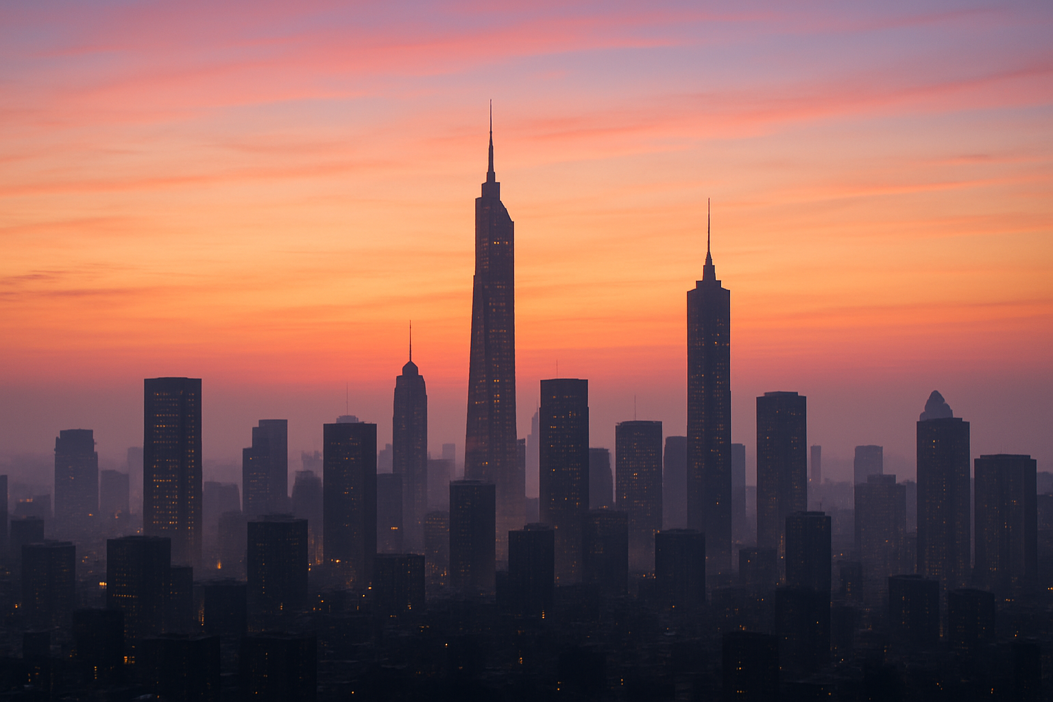 sfondo città metropolitana all'alba